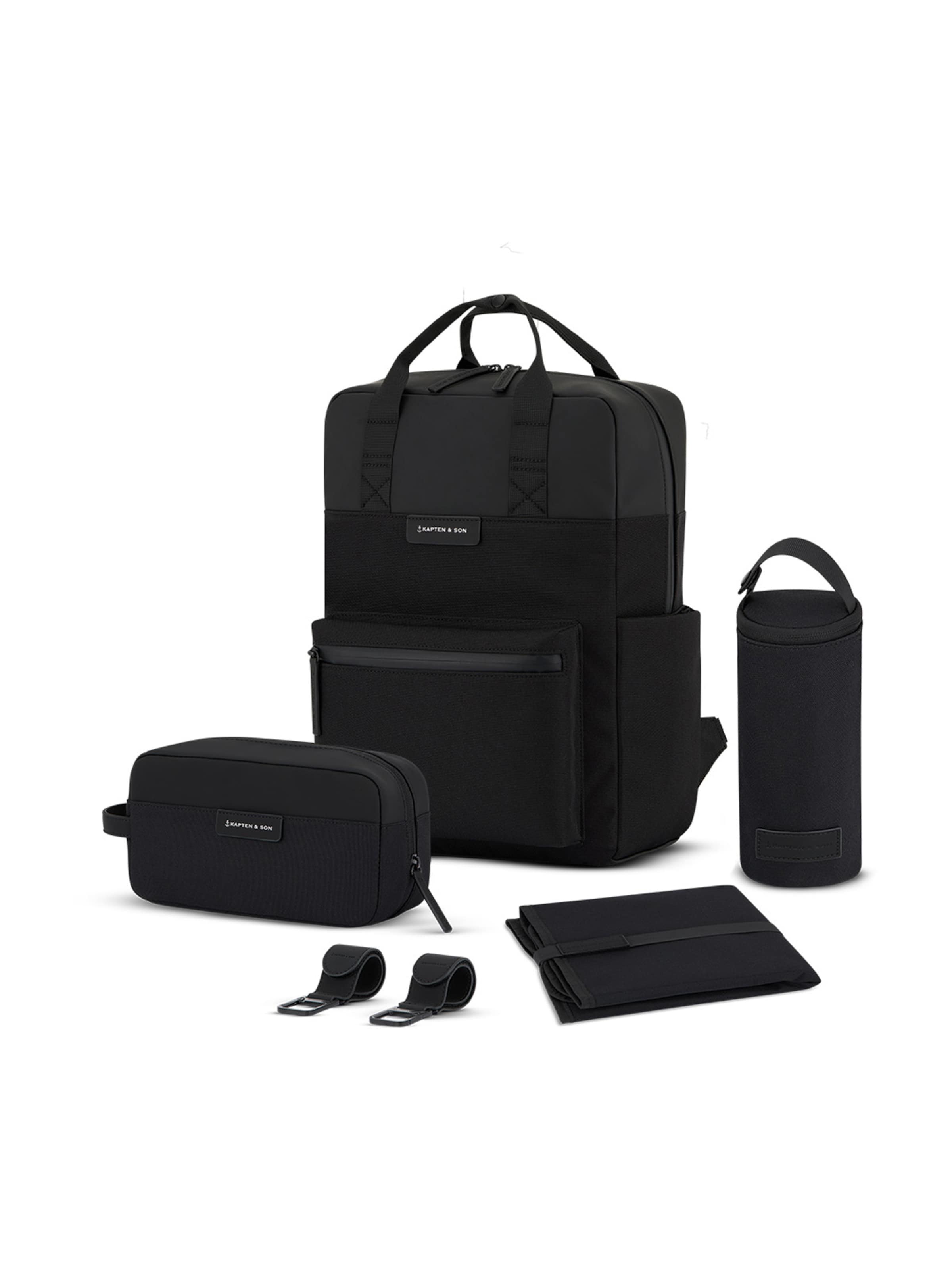 Kapten & Son Rugzak 'Bergen Pro Diaper' in Zwart: voorkant
