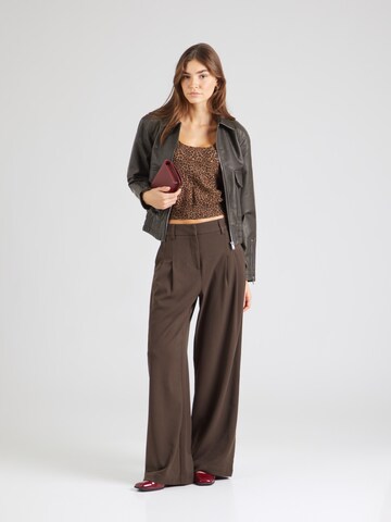 MSCH COPENHAGEN Wide leg Bandplooibroek 'Henrika' in Bruin