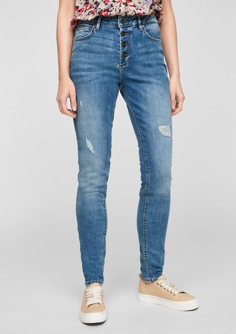 QS Skinny Jeans in Blauw: voorkant