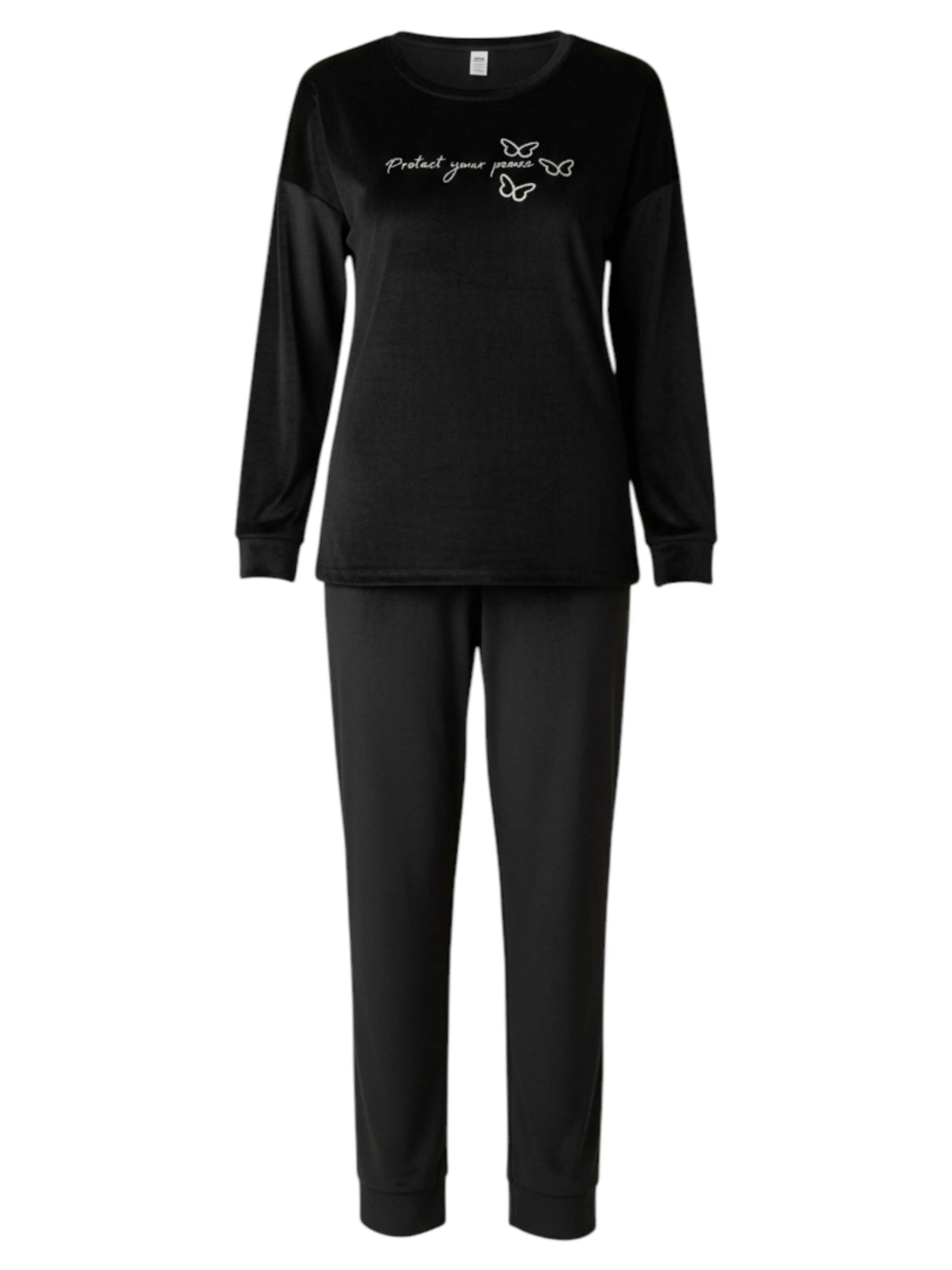 fashionshowcase Pyjama 'VelvetDream'‌‌‌‌‌ in Schwarz: Vorderseite