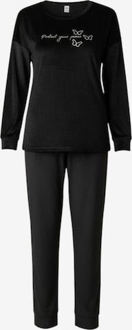 fashionshowcase Pyjama 'VelvetDream' in Zwart: voorkant