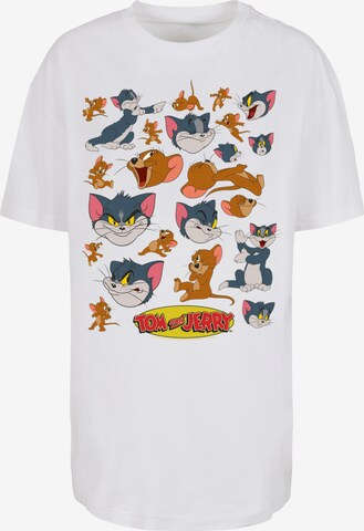 F4NT4STIC Shirt 'Tom und Jerry Many Faces' in White: front