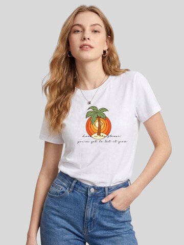 T-shirt 'Women Vintage Gradient Sunset Palm Tree Print T-Shirt' LapaPlus en blanc : devant