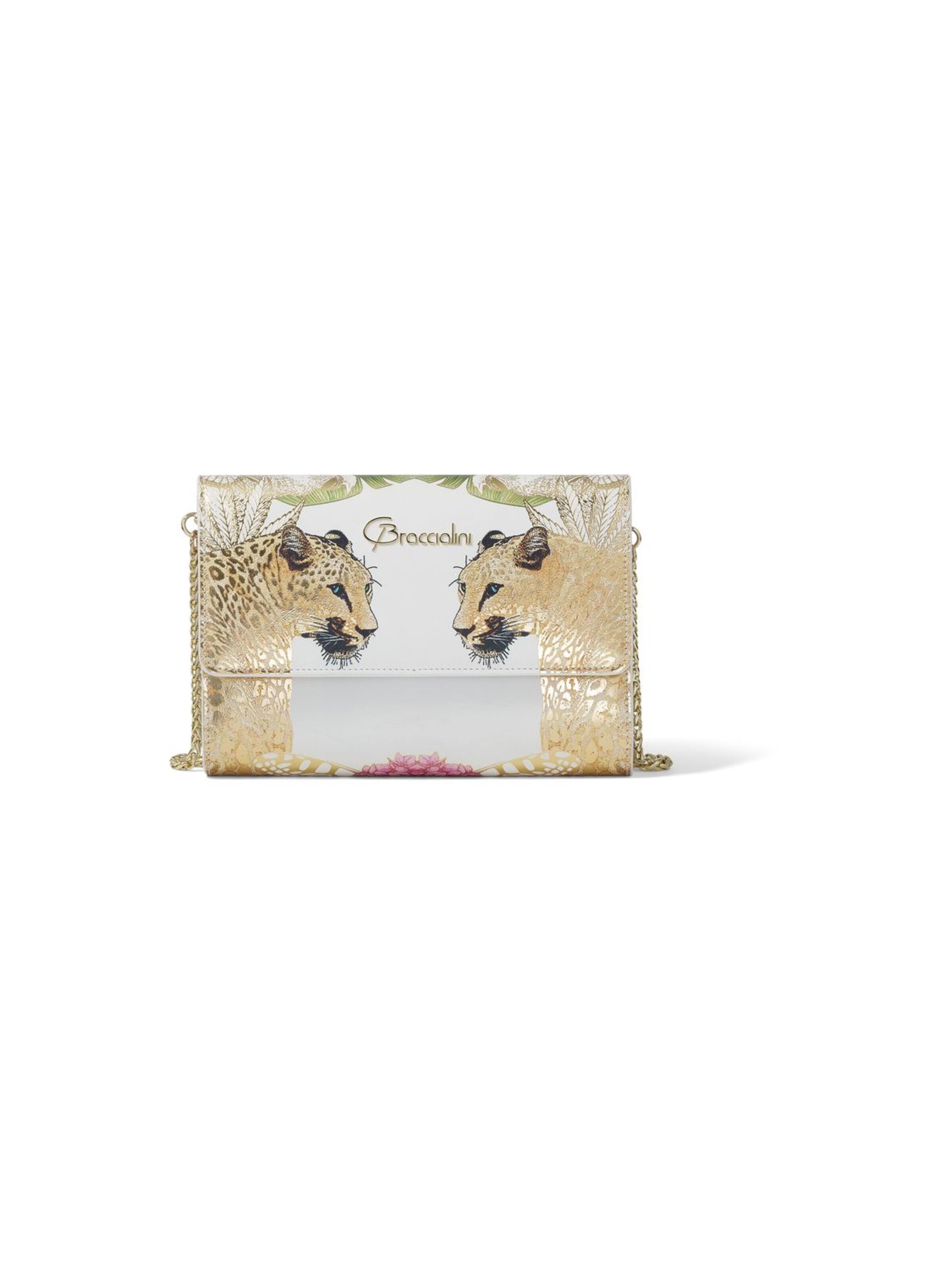 Braccialini - Bolso de noche 'Lady Giaguari' en blanco: frente