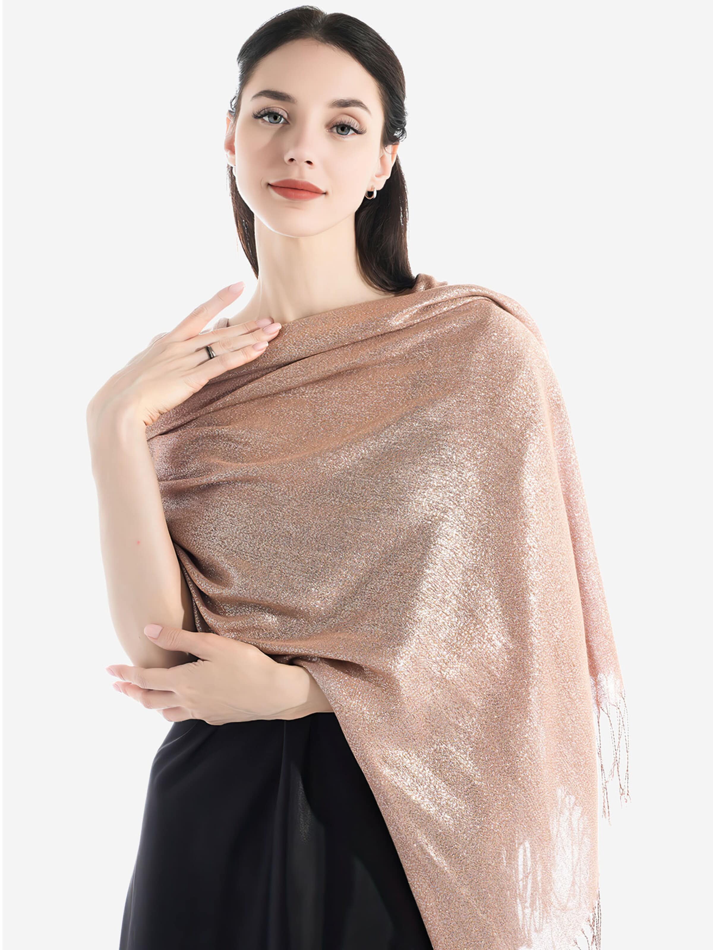 Magicshe Wrap 'Damen silberfädige Stola mit Tassel' in Beige