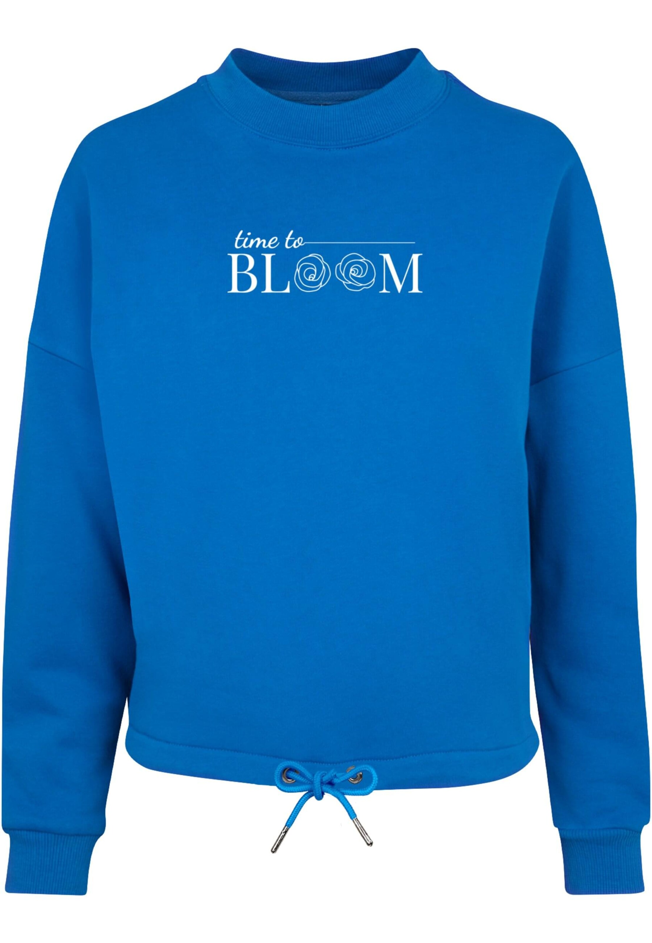 Merchcode Sweatshirt 'Time To Bloom' in Blau: Vorderseite