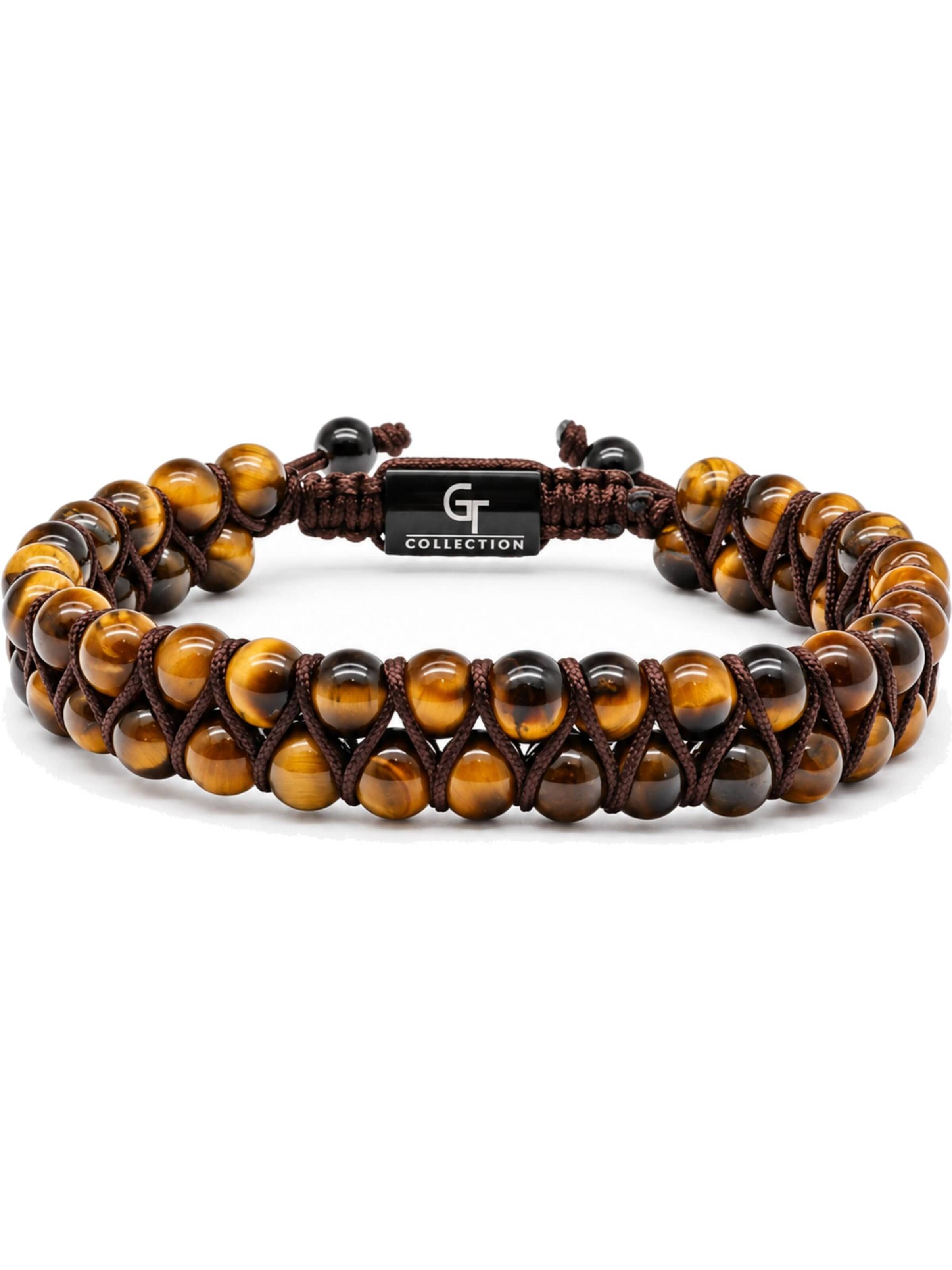GT Collection Náramek 'Tiger Eye Double-Row' – hnědá: přední strana