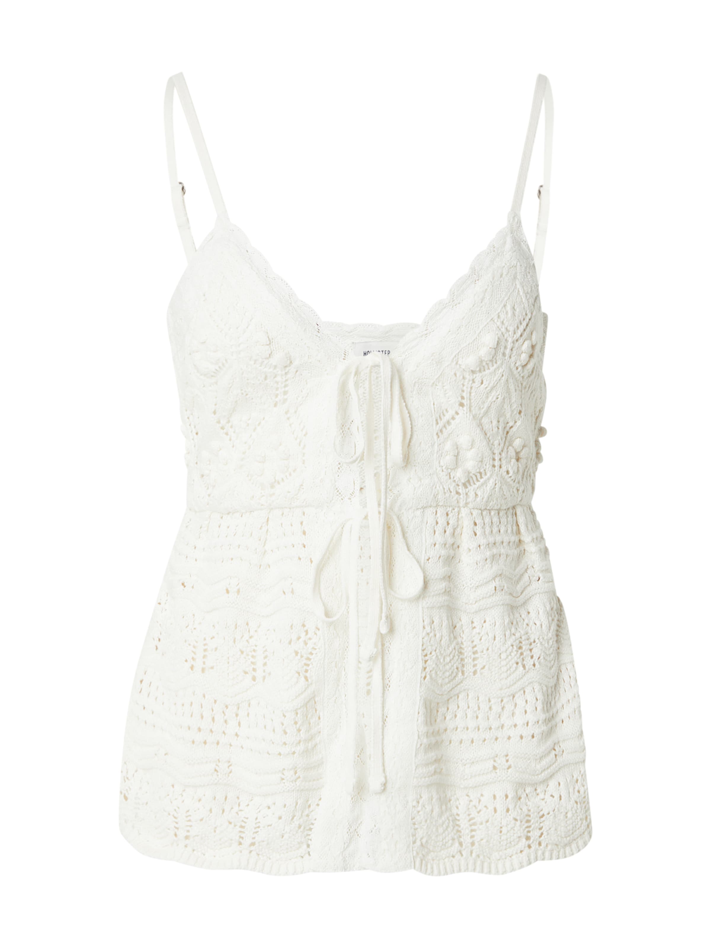 HOLLISTER Vyšívaný top - Biela: predná strana