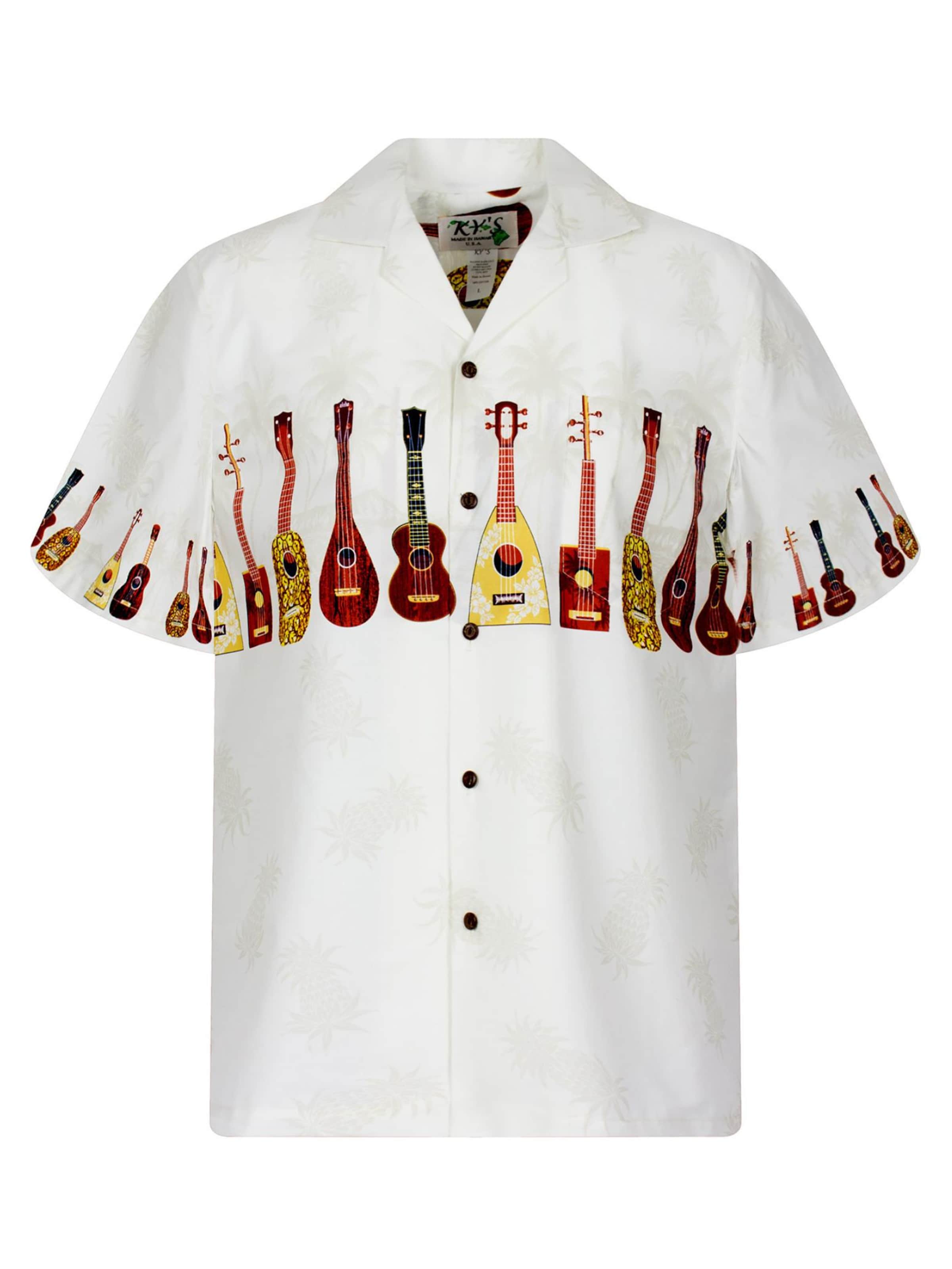 KY's Regular fit Button Up Shirt 'Ukulele' in White: front
