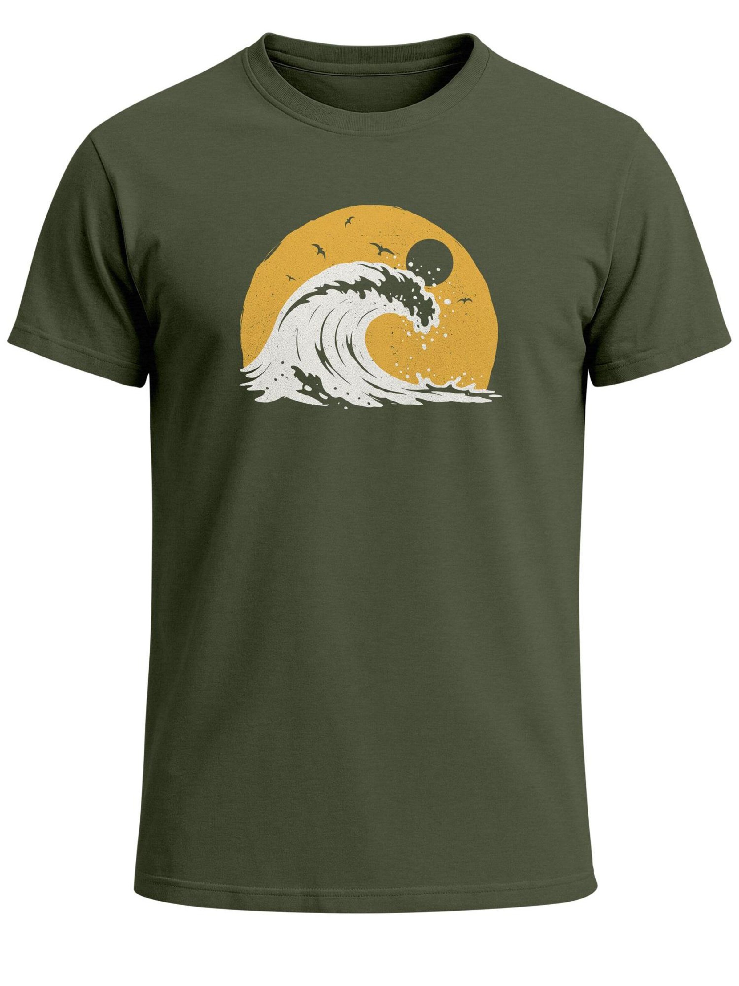 Neverless Shirt 'Wave Sun' in Green: front