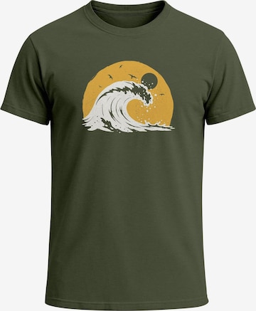Neverless Shirt 'Wave Sun' in Green: front