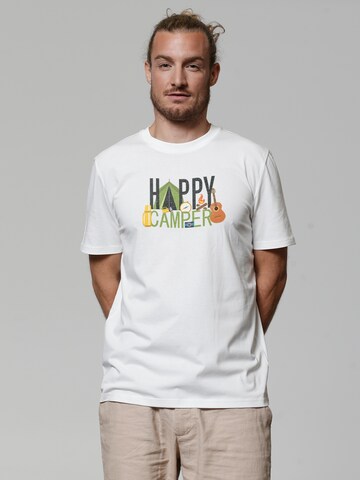 Watapparel Shirt ' Happy Camper ' in Wit: voorkant