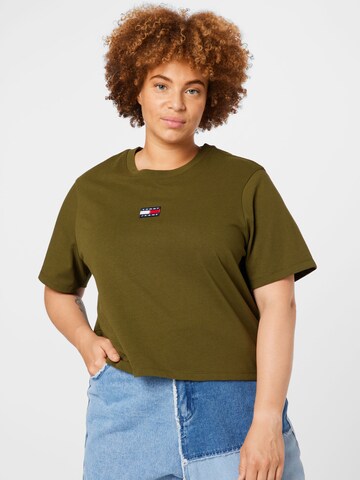 Tommy Jeans Curve Shirt in Groen: voorkant