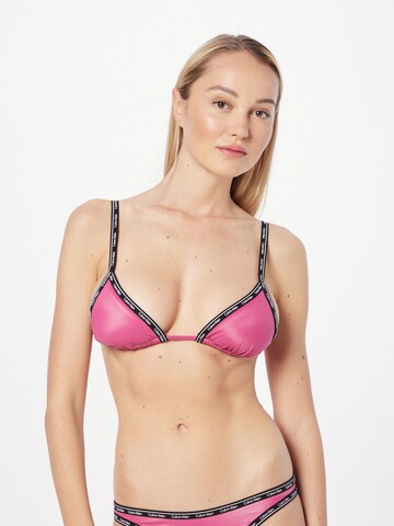 Calvin Klein Swimwear Triangle Bikini Top in Pink: front