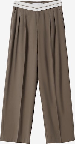 Bershka Regular Bandplooibroek in Beige: voorkant