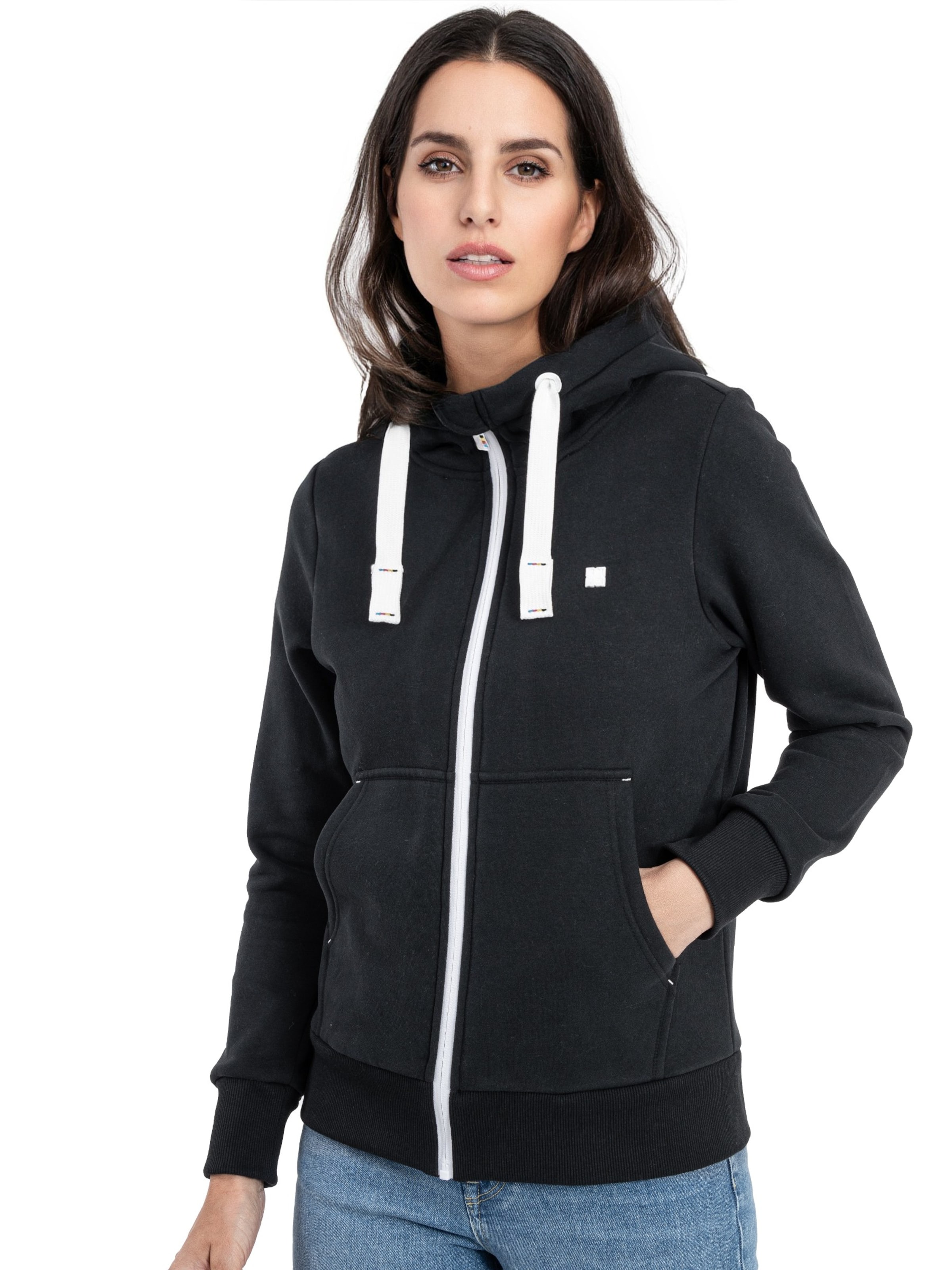 deproc Sweatjacke 'FinjaCMYK II'‌‌‌ in Schwarz: Vorderseite