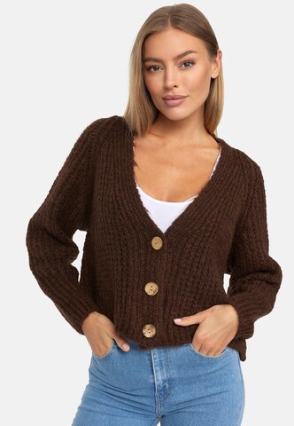 Decay Knit Cardigan in Brown: front