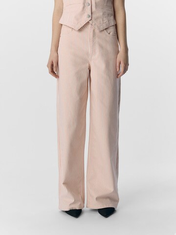 OBJECT Wide leg Jeans 'OBJMoji Mollie' in Roze: voorkant