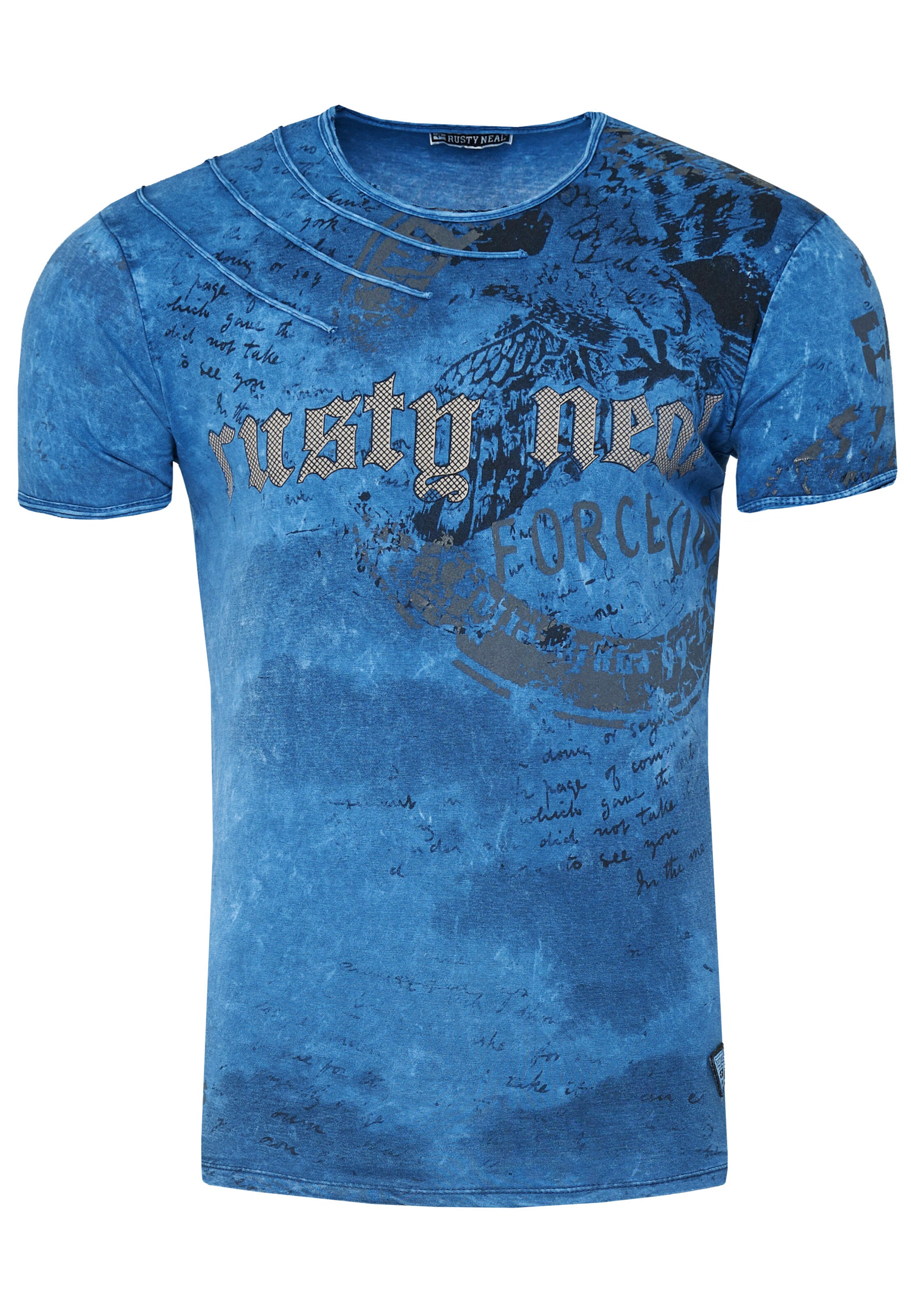 Rusty Neal T-Shirt mit zeitlosem Print in Blau: Vorderseite