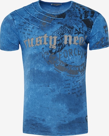 Rusty Neal T-Shirt mit zeitlosem Print in Blau: predná strana