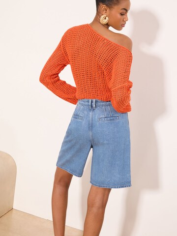 Lipsy Loosefit Bandplooi jeans in Blauw