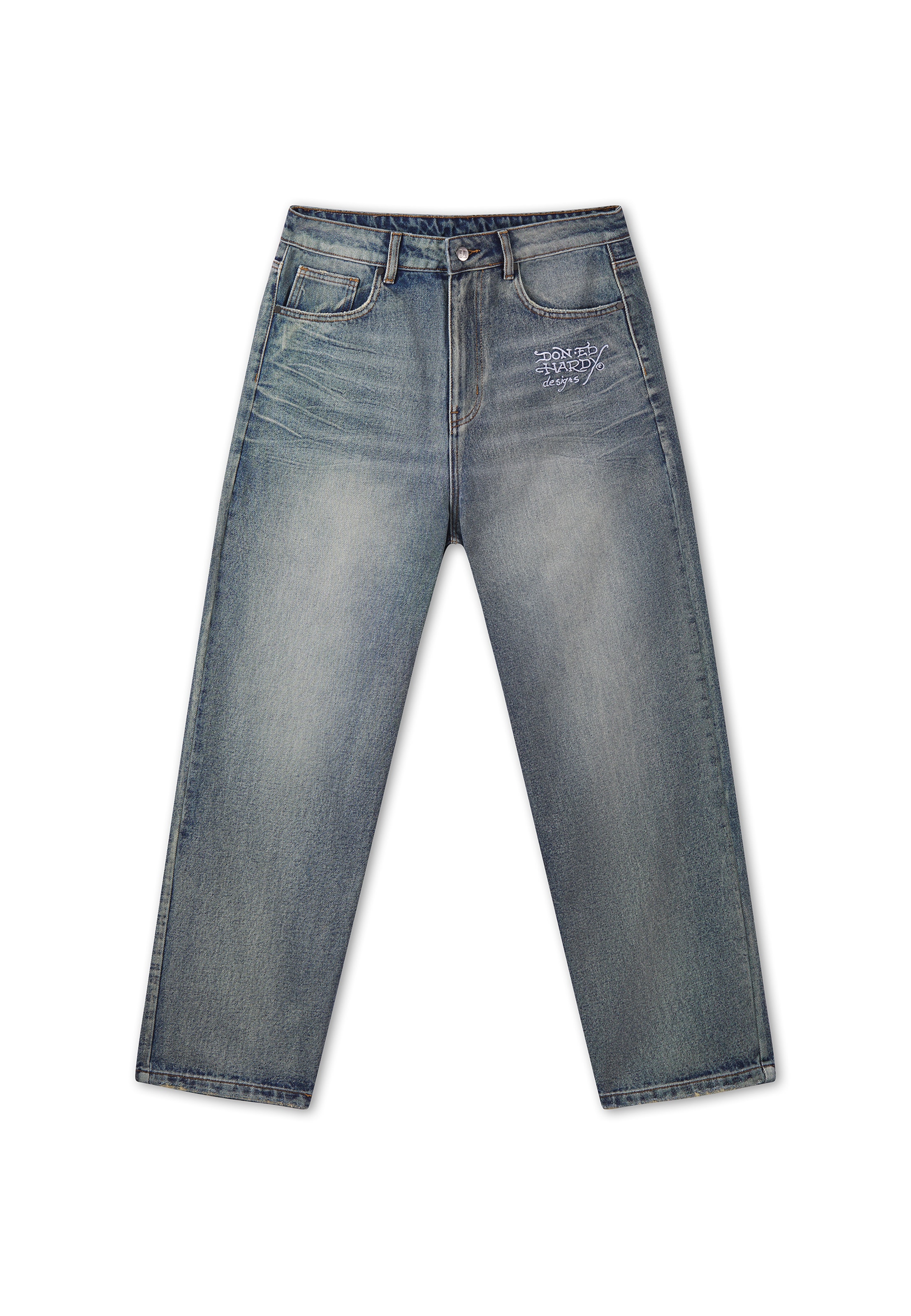 Baggy Jean Ed Hardy en bleu : devant