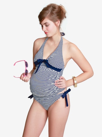 petit amour - Triangular Tankini 'Annie' em azul: frente