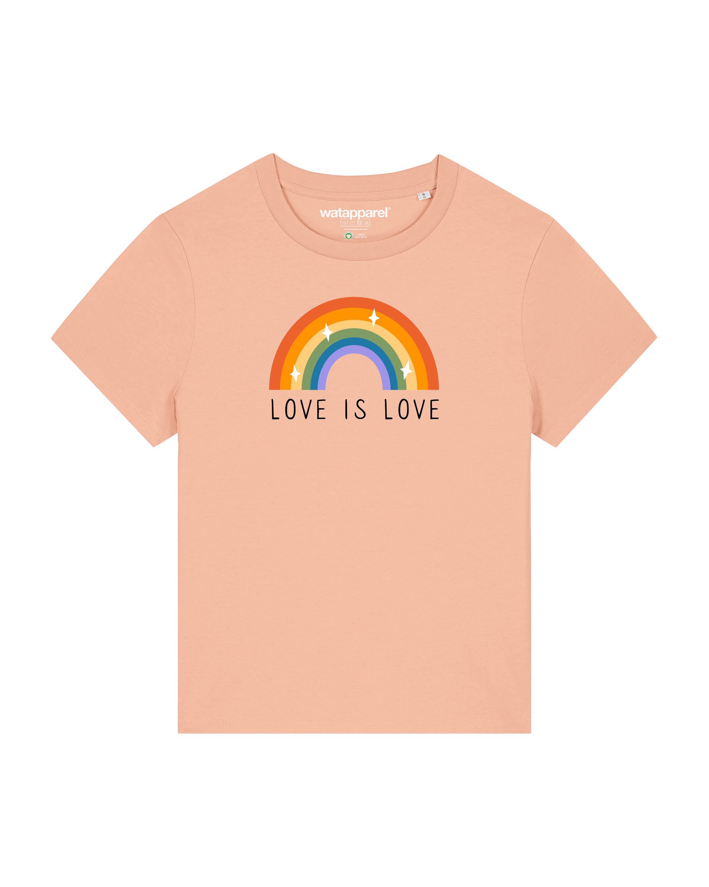 Maglietta ' Love is Love ' di Watapparel in arancione: frontale
