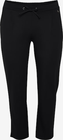 Fransa Curve Pleat-Front Pants 'STRETCH' in Black: front