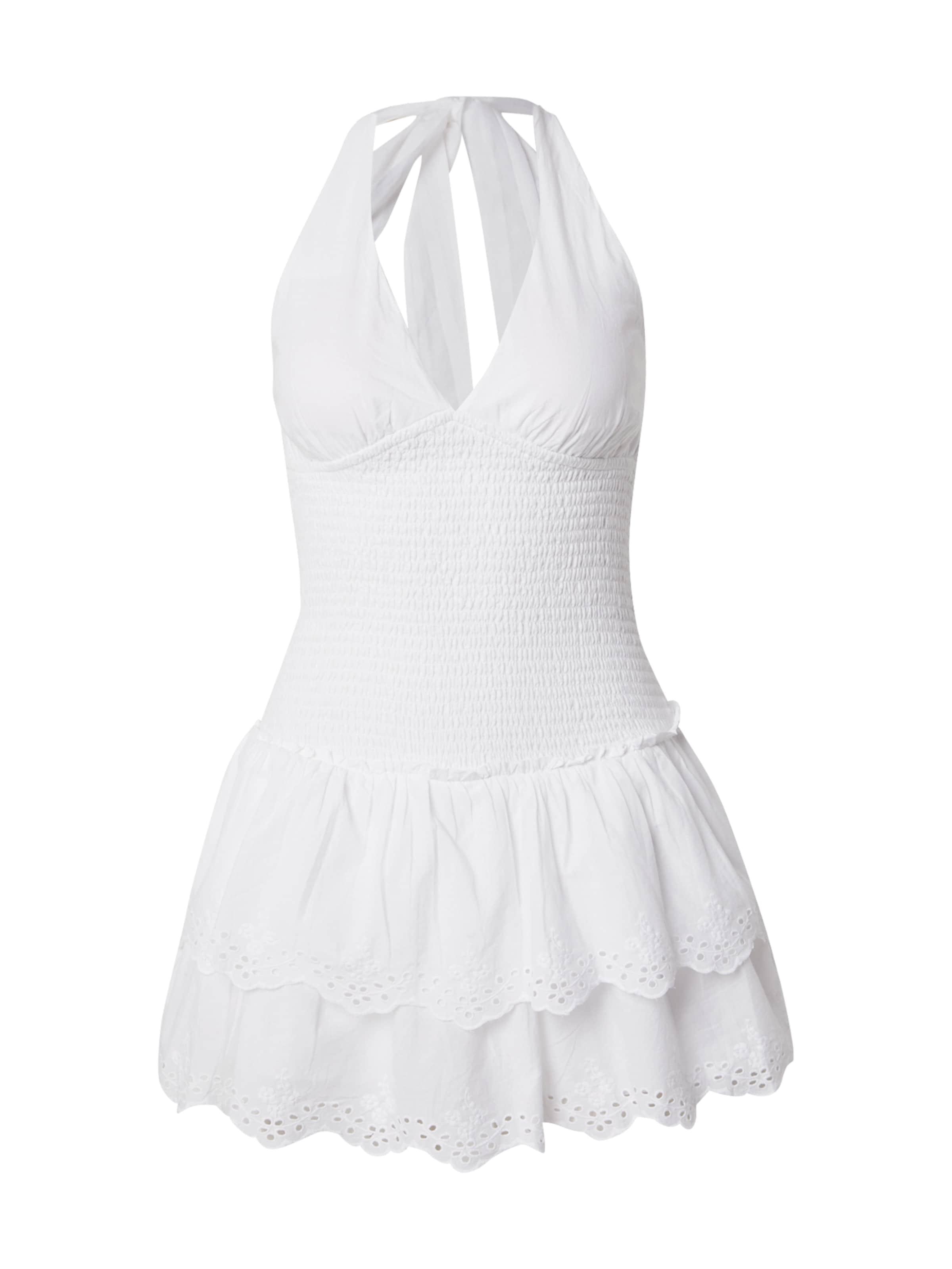 HOLLISTER Лятна рокля в бяло: отпред