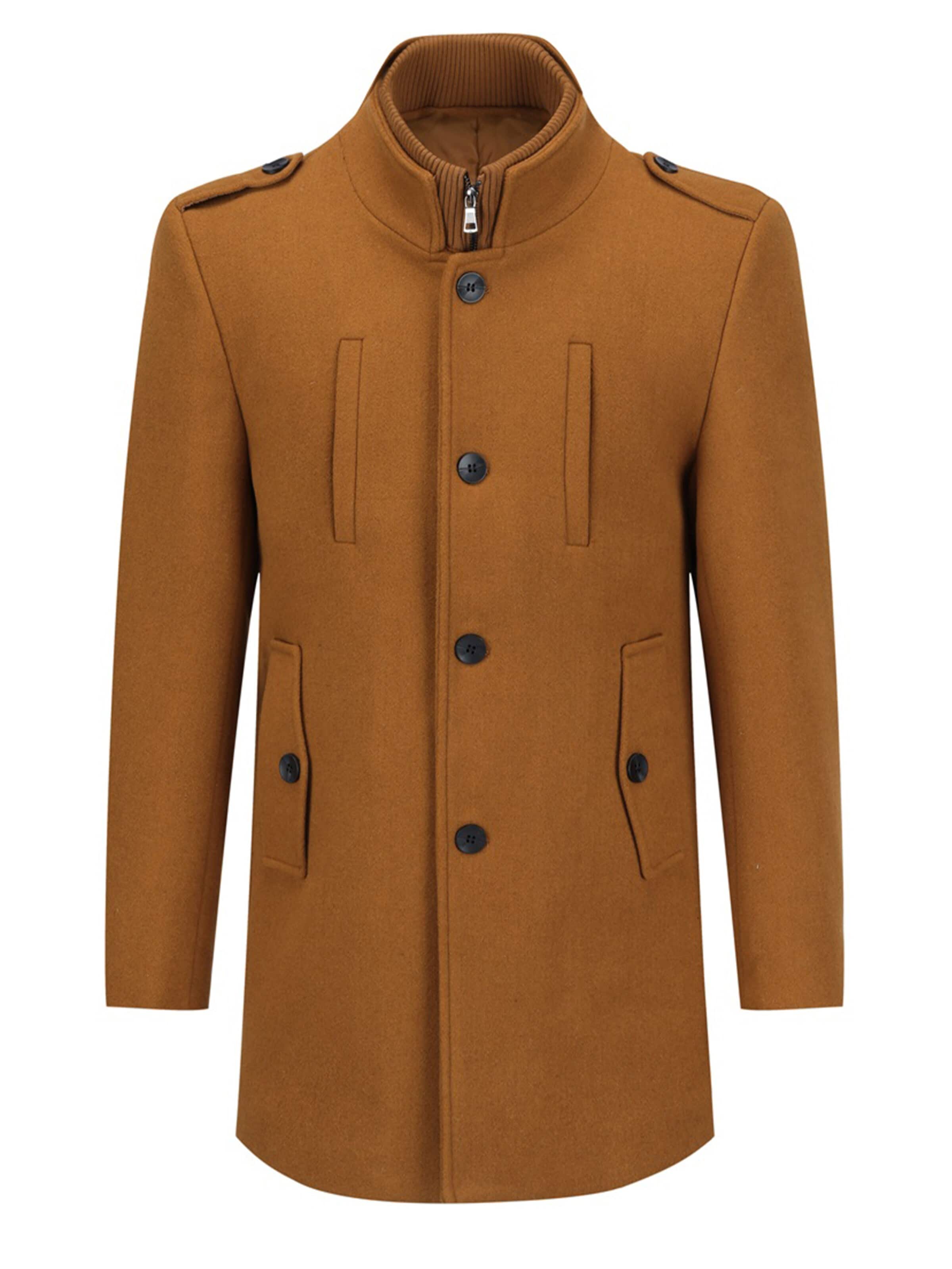 ALLTHEMEN Winter Coat 'Winterruhe' in Brown: front