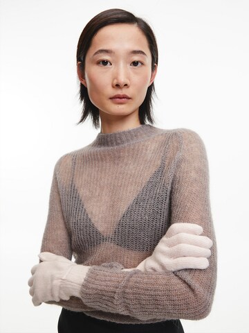 Calvin Klein Full Finger Gloves in Beige: front
