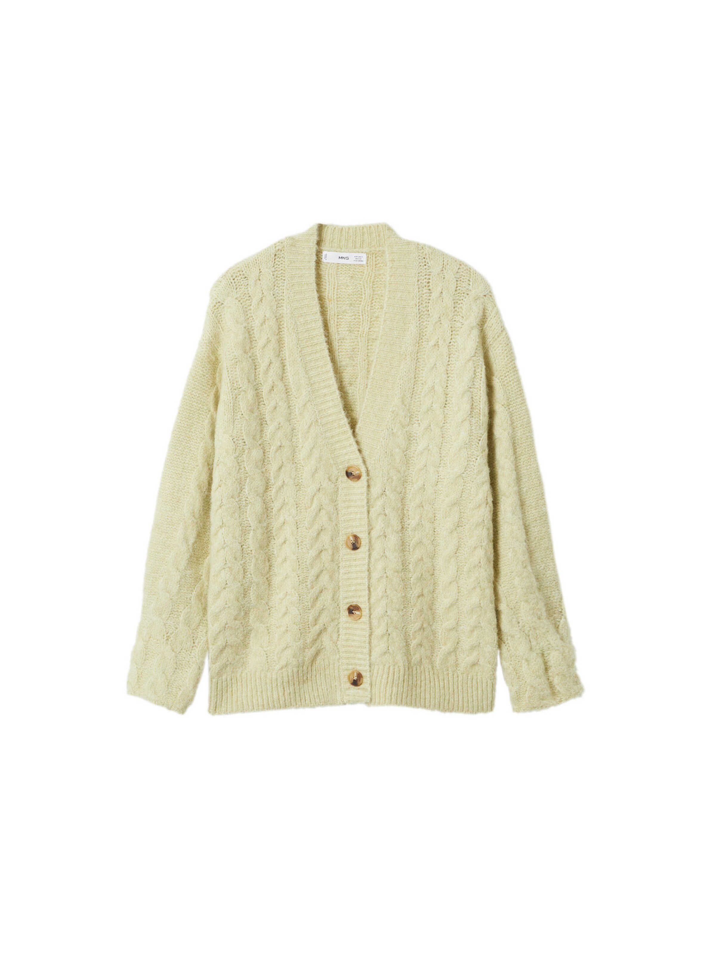 Cardigan Trenza MANGO en Jaune Pastel ABOUT YOU