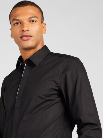 BOSS Slim fit Button Up Shirt 'HANK' in Black