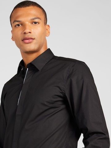 BOSS Slim fit Overhemd 'HANK' in Zwart