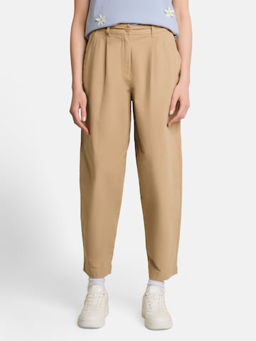 TOM TAILOR DENIM Vat Bandplooibroek in Beige: voorkant