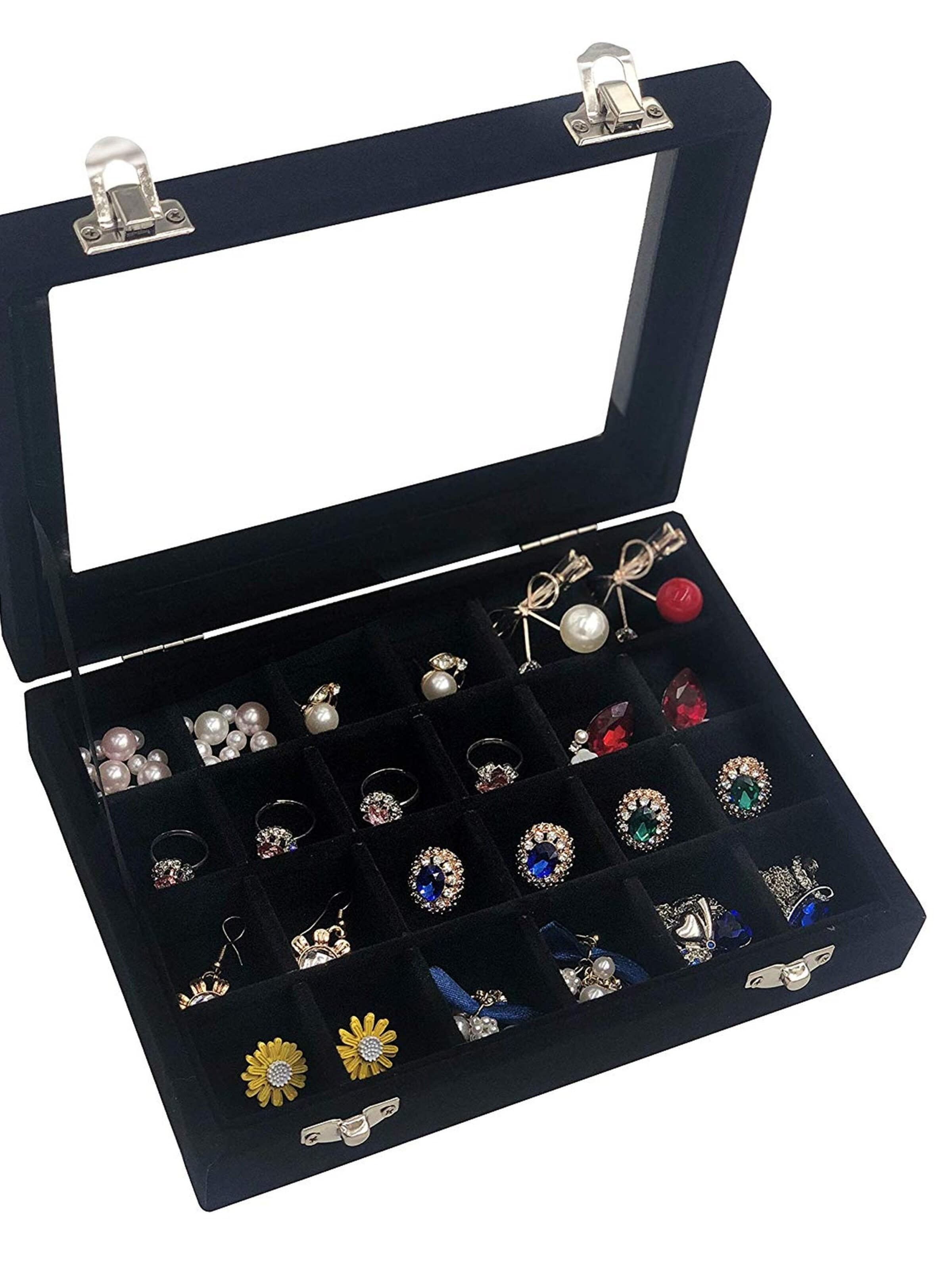 Boîte à bijoux 'Velvet Jewelry Box - Black' UNIQ Beauty en noir