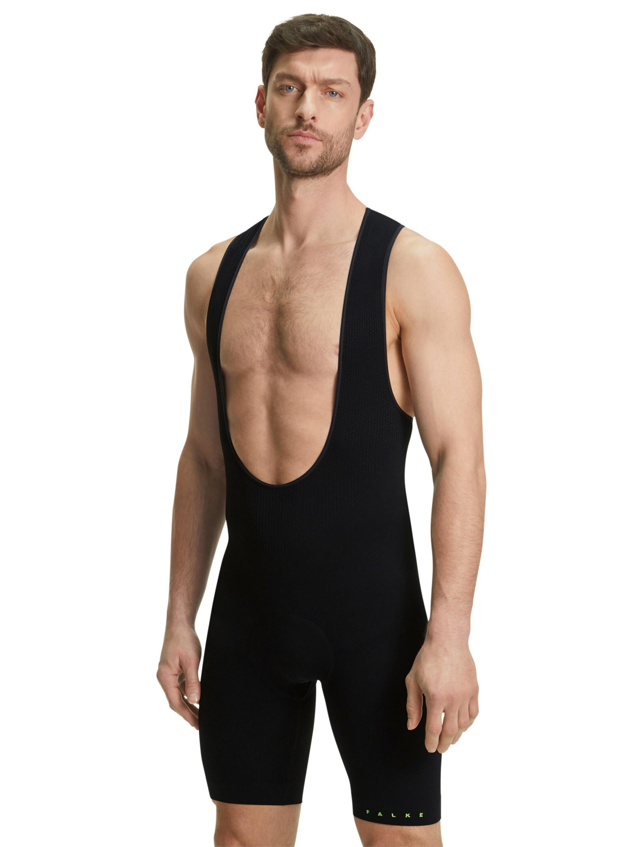 FALKE Skinny Workout Pants 'Cycling Bib' in Black: front