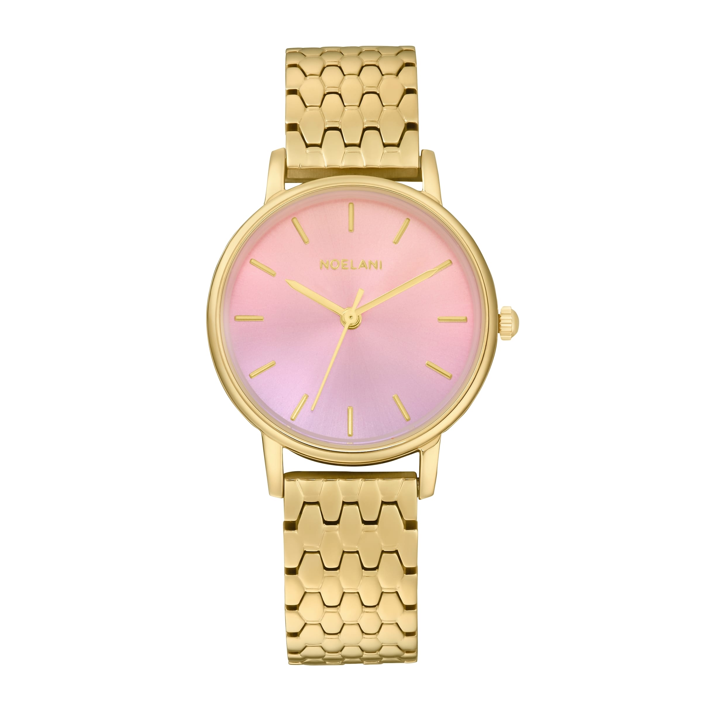 NOELANI Analoguhr in Gold: Vorderseite