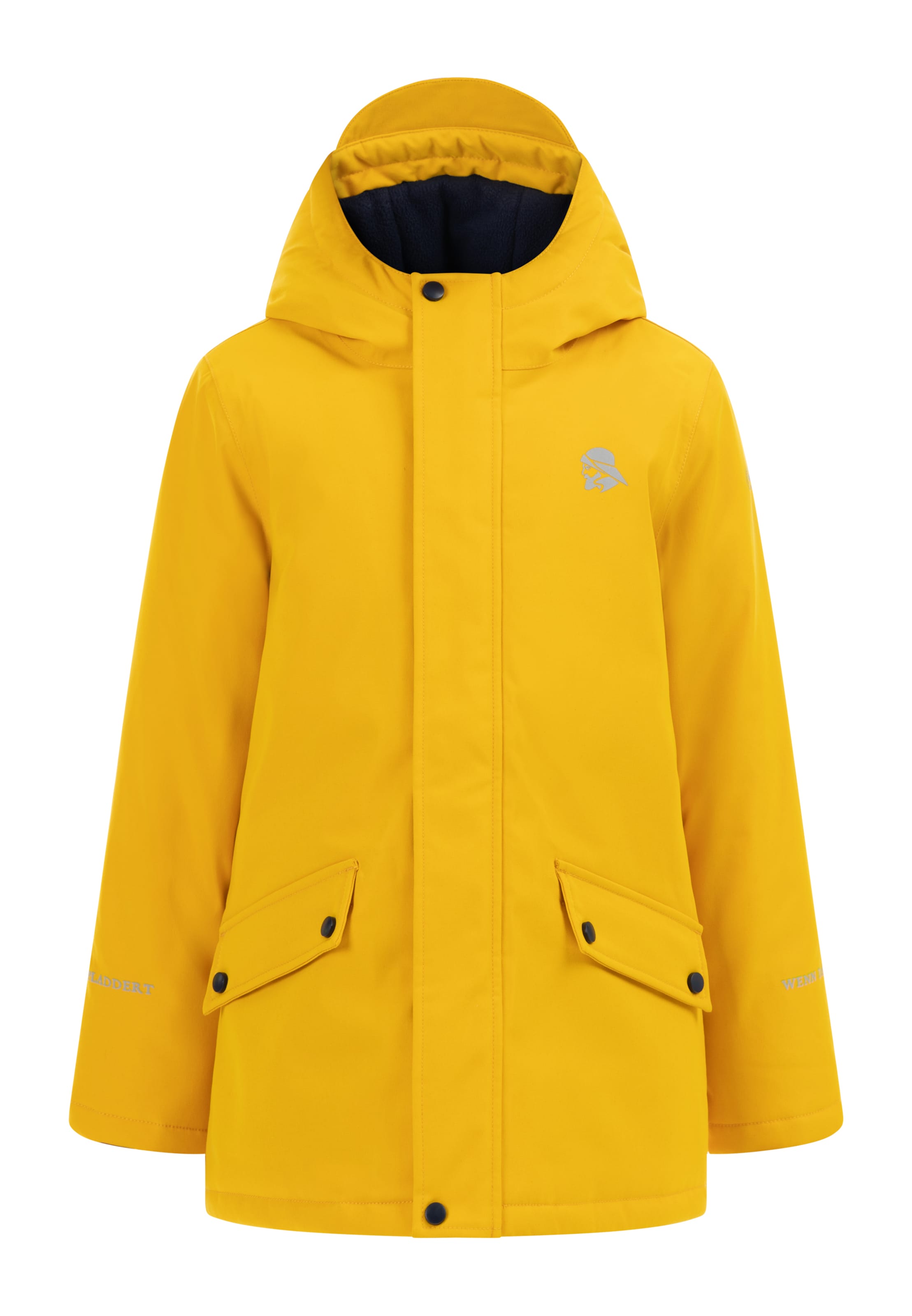 Schmuddelwedda Toiminnallinen takki 'Poomi' värissä keltainen: etupuoli