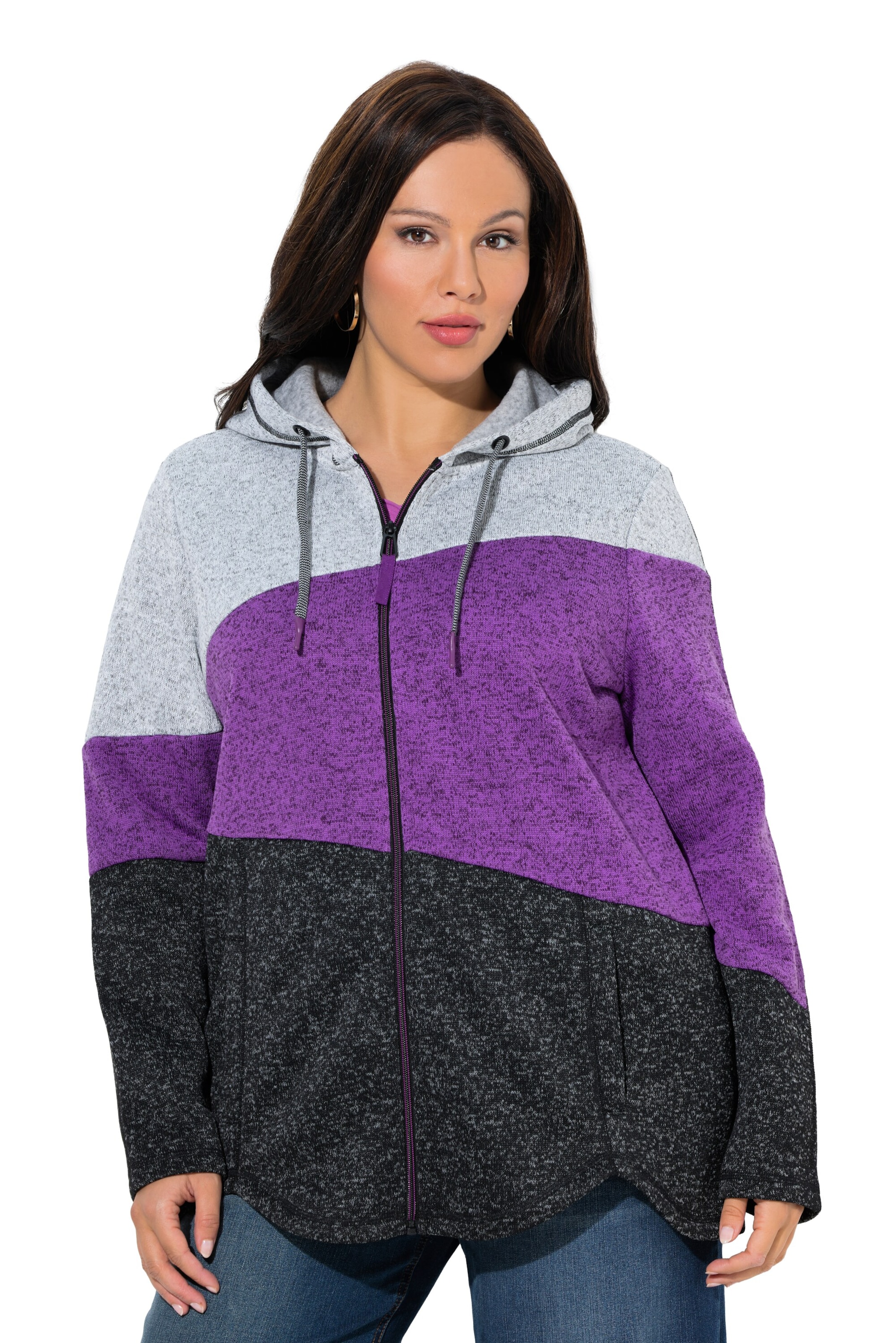 Ulla Popken Sweat jacket in Purple: front