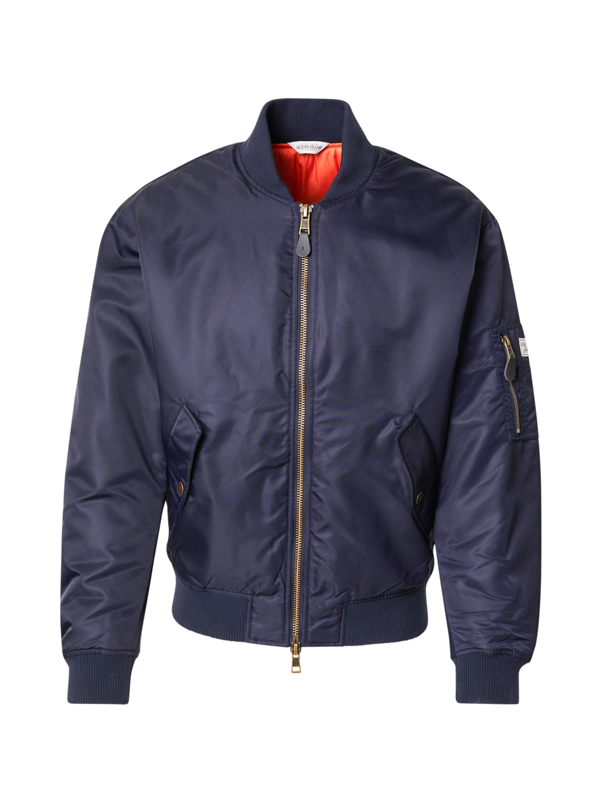 GUESS JEANS Φθινοπωρινό και ανοιξιάτικο μπουφάν σε μπλε: μπροστά