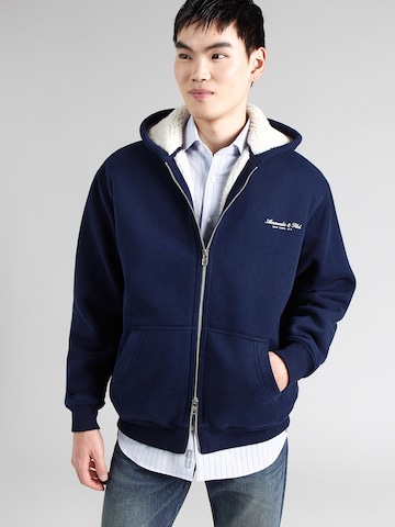 Abercrombie & Fitch Кофта на молнии в Синий: спереди