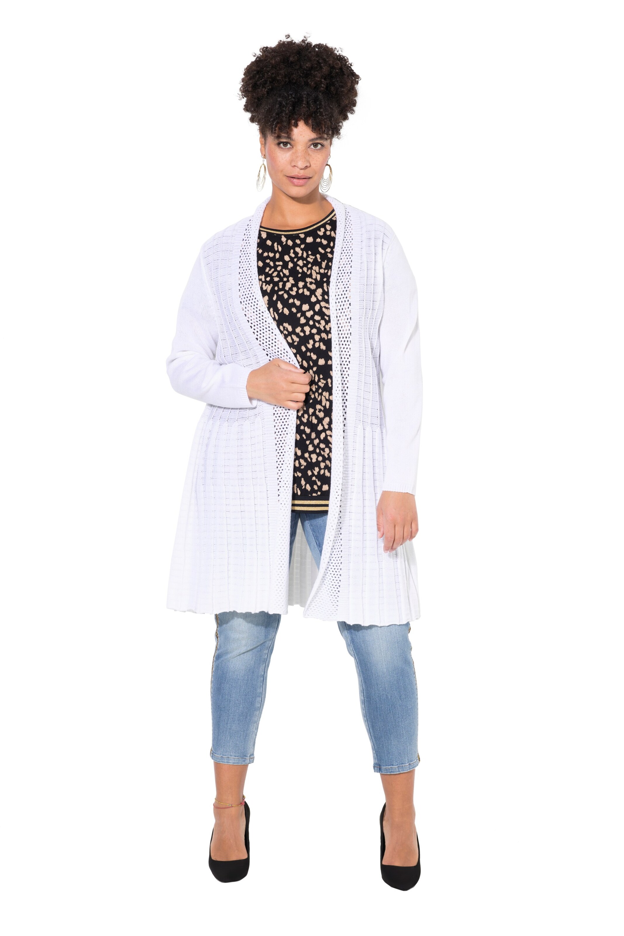 MIAMODA Gebreid vest in Wit: voorkant