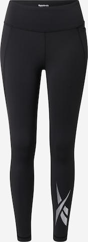 Skinny Pantaloni sport de la Reebok pe negru: față