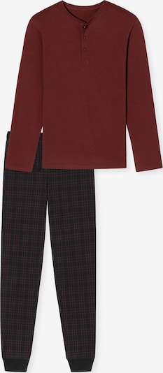 SCHIESSER Pyjama lang ' Fine Interlock ' in de kleur Donkergrijs / Roestrood, Productweergave