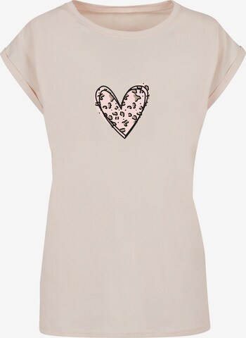 Maglietta 'Valentines Day - Leopard Heart' di Merchcode in beige: frontale