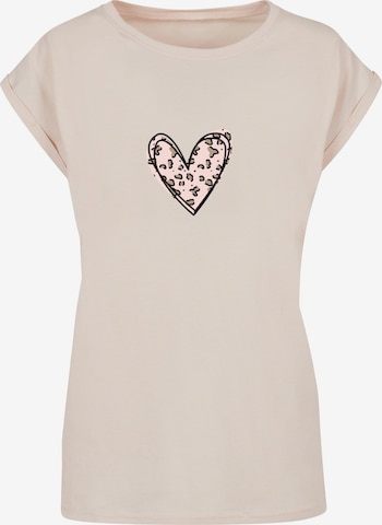 Merchcode Shirt 'Valentines Day - Leopard Heart' in Beige: voorkant