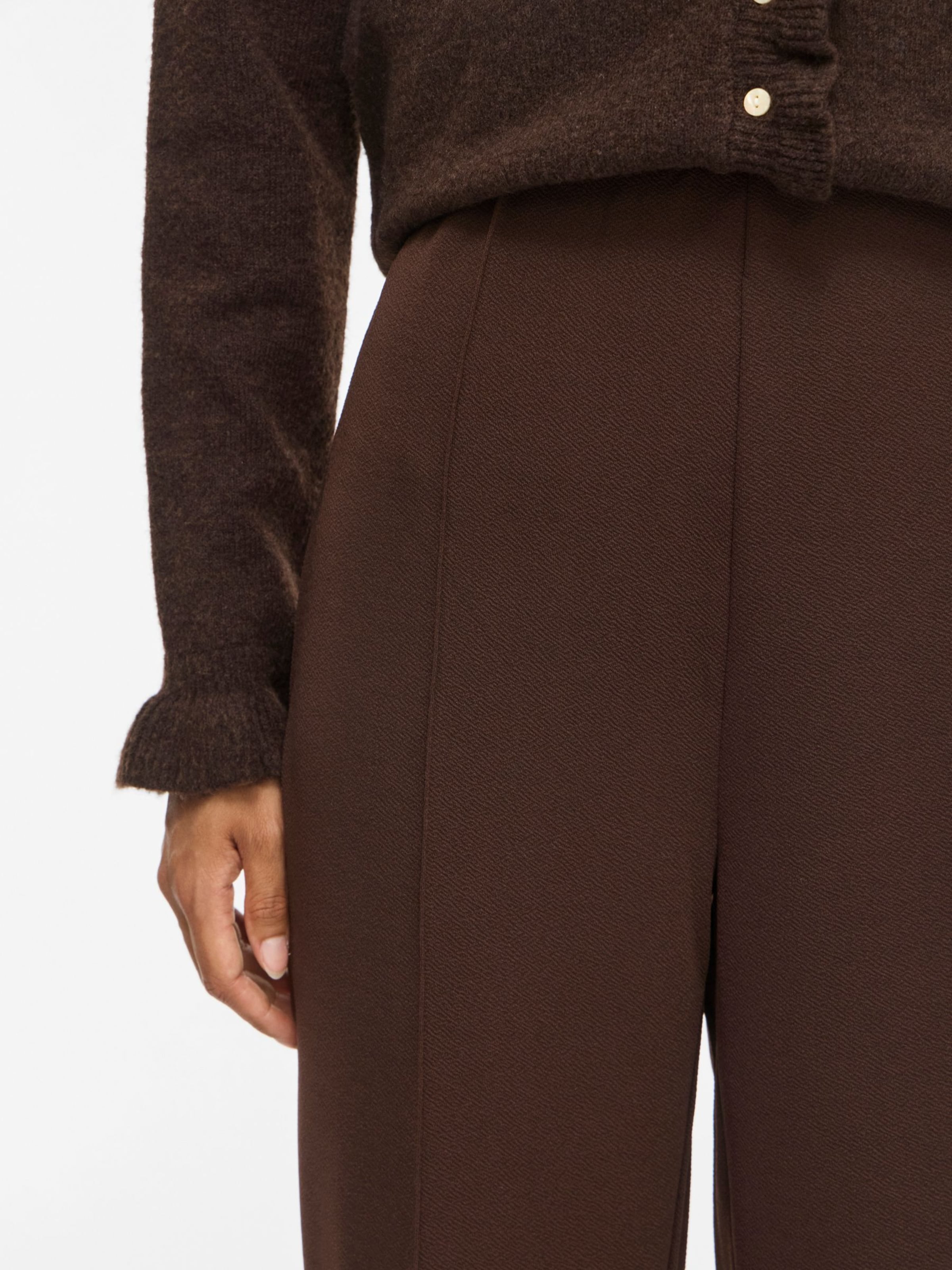 VILA Flared Trousers with creases in Brown