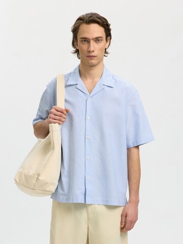 SELECTED - Ajuste regular Camisa en azul: frente